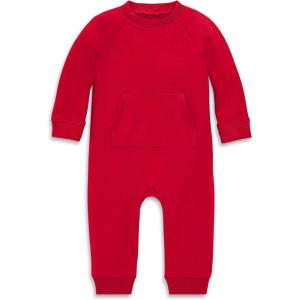 Primary Baby Sweatshirt Romper – Cozy Cotton One-Piece with Snap Legs(Cherry)