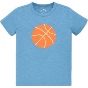 Primary Kids Basketball Graphic Tee, Soft 100% Cotton T-Shirt(Cornflower Basketball)