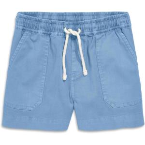 Primary Kids Garment Dyed Stretch Chino Midi Shorts, Cotton Drawstring Pull-On Shorts(Garment Dye Vintage Blue)