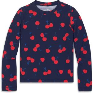 Primary Kids Long Sleeve Swim Top in Cherries, Swim Shirt, UPF 50+, Made with Recycled Materials(Navy Cherries)