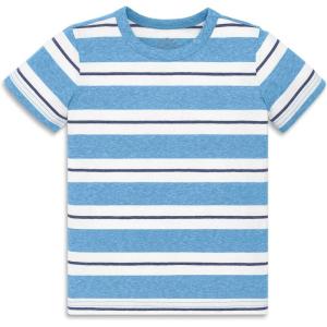 Primary Kids Multi-Stripe Heathered Tee, Soft Lightweight T-Shirt(Cornflower Sunwashed Navy Stripe)