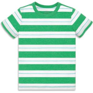 Primary Kids Multi-Stripe Heathered Tee, Soft Lightweight T-Shirt(Green Apple Mist Dock Stripe)