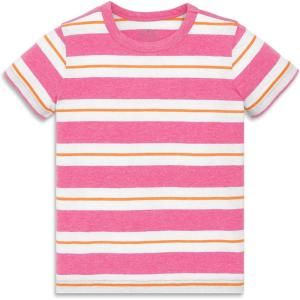 Primary Kids Multi-Stripe Heathered Tee, Soft Lightweight T-Shirt(Gumball Cantaloupe Stripe)