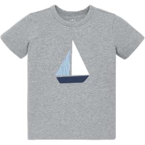 Primary Kids Sailboat Graphic Tee, Soft 100% Cotton T-Shirt(Heather Grey Sailboat)