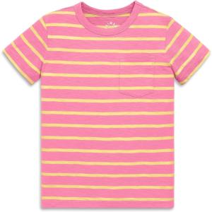Primary Kids Stripe Pocket Tee, Soft 100% Cotton T-Shirt(Taffy Daffodil Stripe)