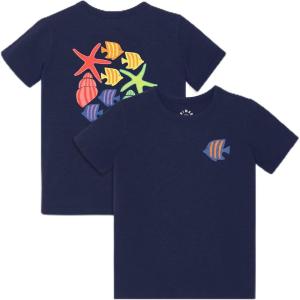 Primary Kids Under The Sea Graphic Tee, Soft 100% Cotton T-Shirt(Navy)