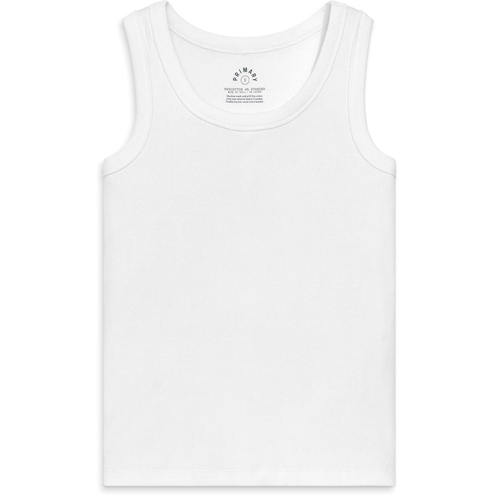 imagePrimary Adult Rib Tank Stretchy Sleeveless Tank Top Womens FitWhite
