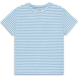 Primary Adult Easy Crewneck Stripe Tee, 100% Cotton T-Shirt (Women’S Fit)(Cornflower White Stripe)