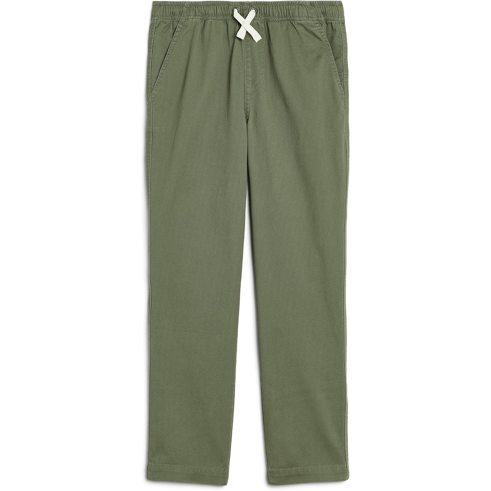 image:imagePrimary Kids Stretch Chino Drawstring Pant Soft Stretch Cotton PullOn  Elastic waist with side pocketsOlive